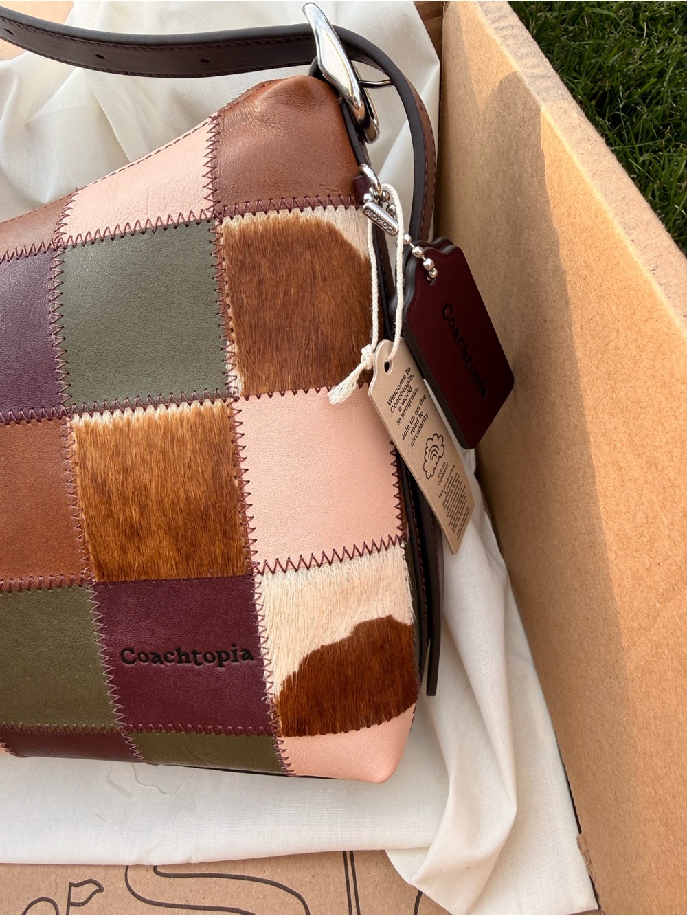 Coachtopia Alter/Ego Slouchy Shoulder Bag Merlot/ Olive/ Cow - Picture 6 of 6
